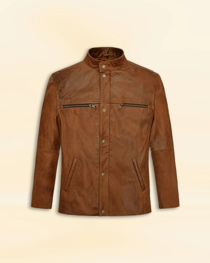 Johnson Season Brown Leather Jacket in American style