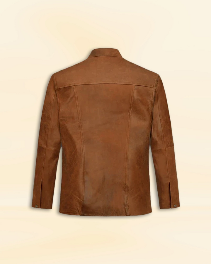 Men's Brown Leather Jacket Worn by Jean Claude Van in Johnson Season in UK market