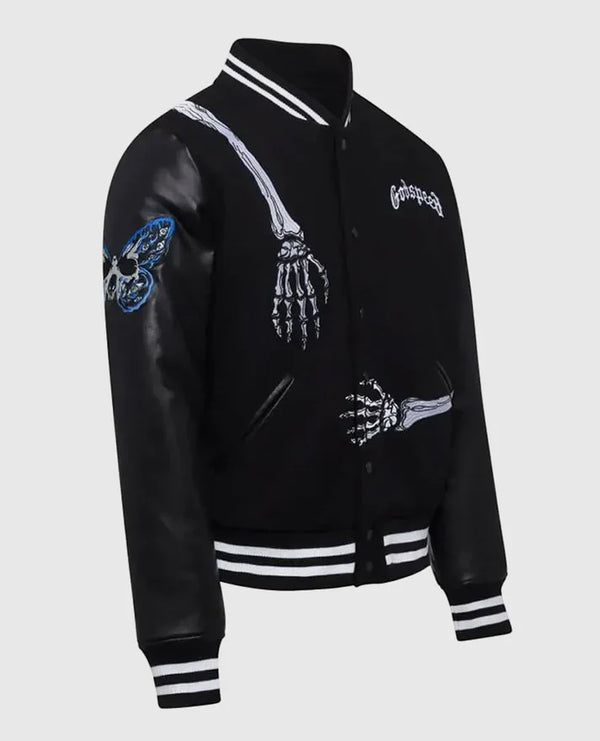 Men's Skull Rod Black Bomber Halloween Jacket