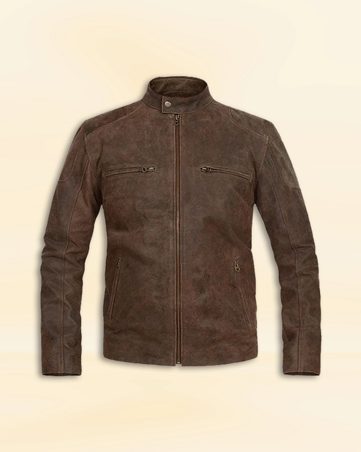 Upgrade your wardrobe with this trendy Brown Distressed Leather Jacket, as seen on Captain America in US