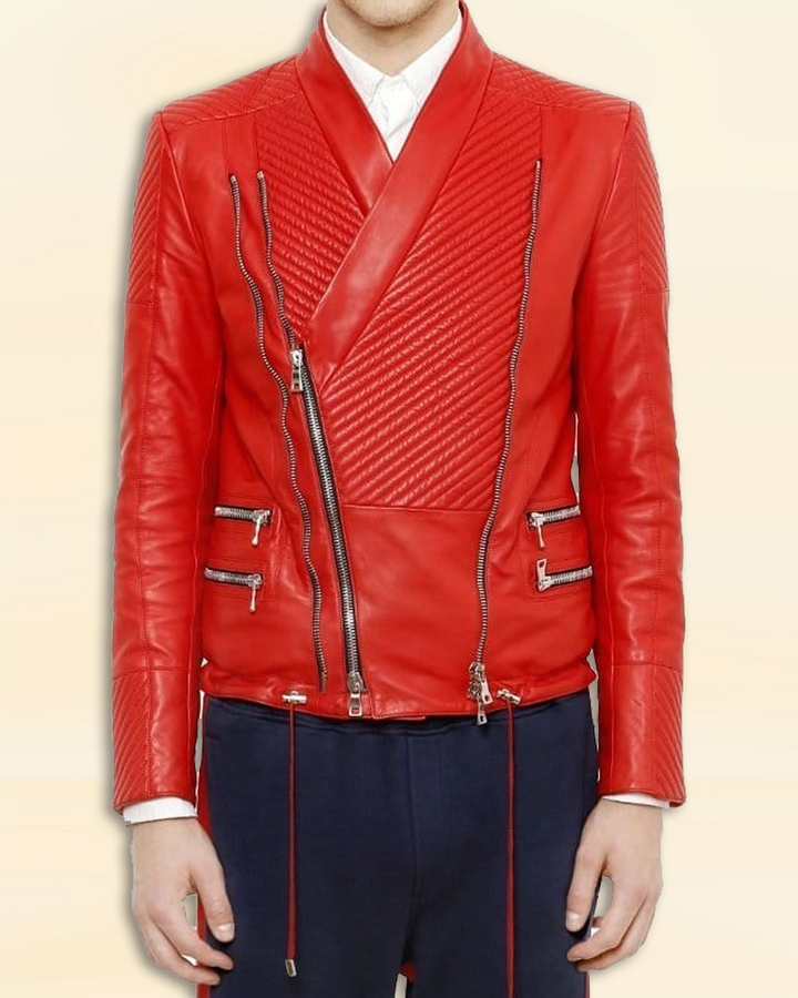 Red sheep leather jacket: the perfect accessory for Justin Bieber's fashion-forward style in United state market
