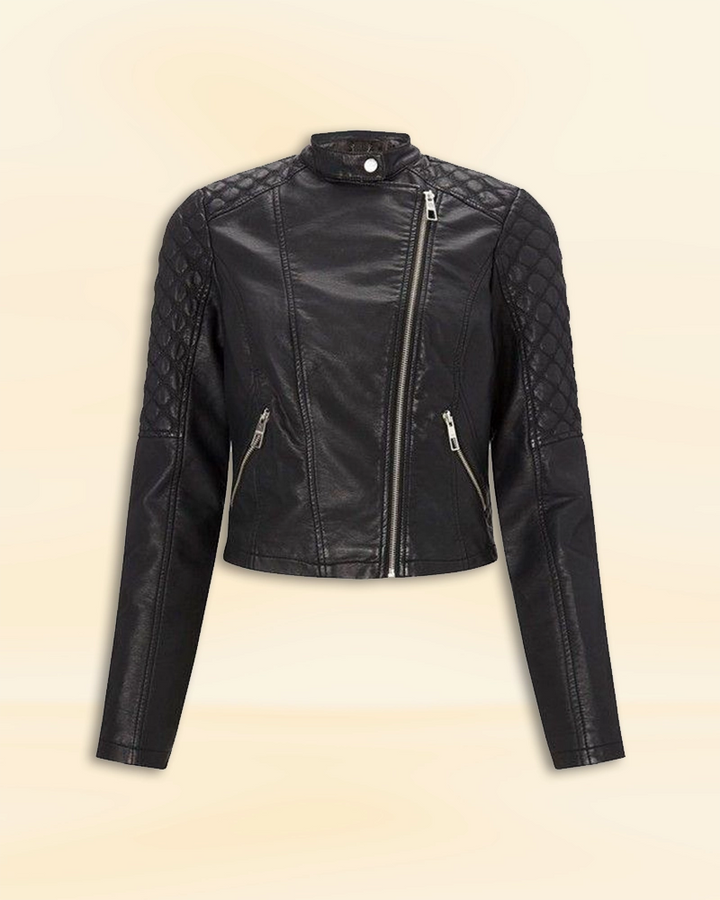Buy Singer Ariana Grande Black Biker Leather Jacket in USA market