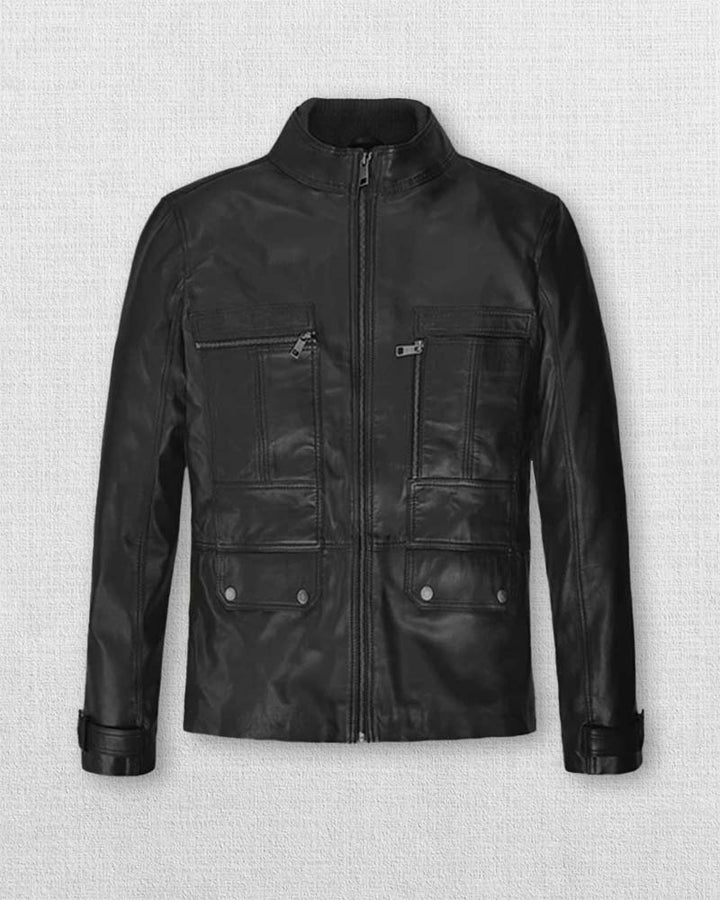 High-quality leather jacket featuring a sleek design and comfort