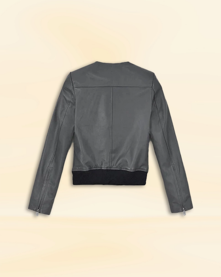 Classic Leather Bomber Jacket Worn By Jennifer Aniston - Channel a chic and retro vibe with this iconic leather bomber jacket, as seen on actress Jennifer Aniston. in American style