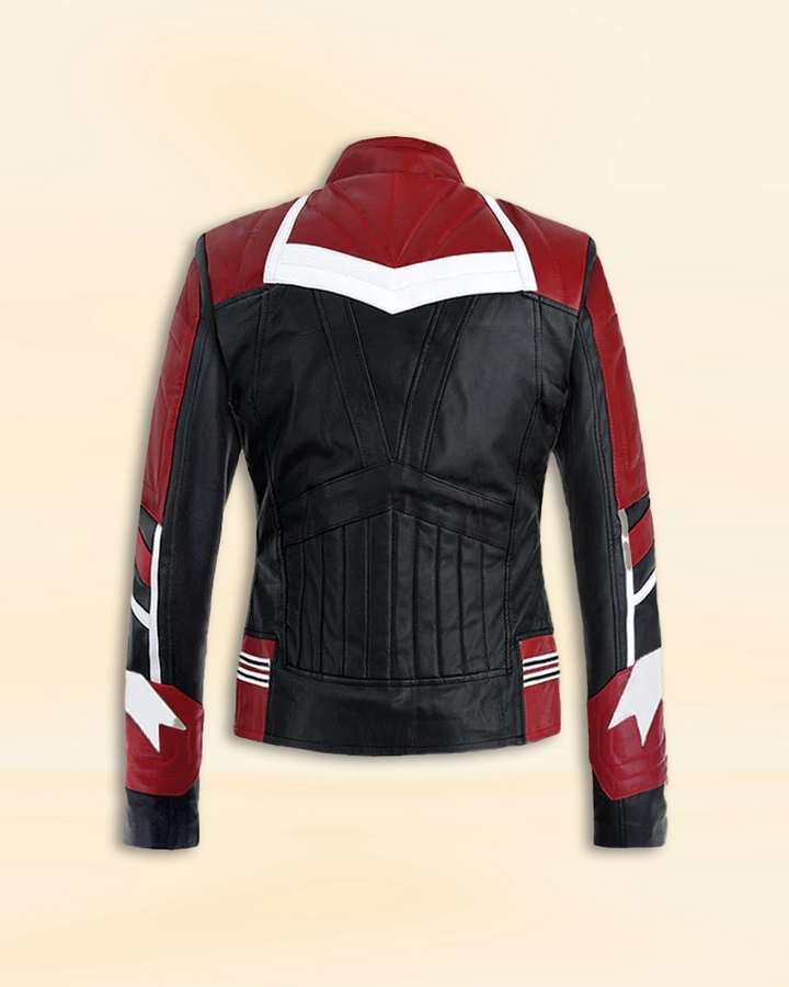 Captain Marvel Leather Jacket Worn By Brie Larson - Embrace your inner superhero with this iconic Captain Marvel leather jacket, as seen on actress Brie Larson, for a powerful and stylish look. in American style