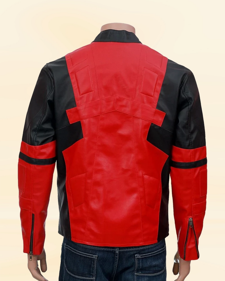 Red and Black Deadpool Leather Jacket Worn By Ryan Reynolds - Step into the shoes of the Merc with a Mouth with this eye-catching red and black leather jacket, as seen on actor Ryan Reynolds. in American style