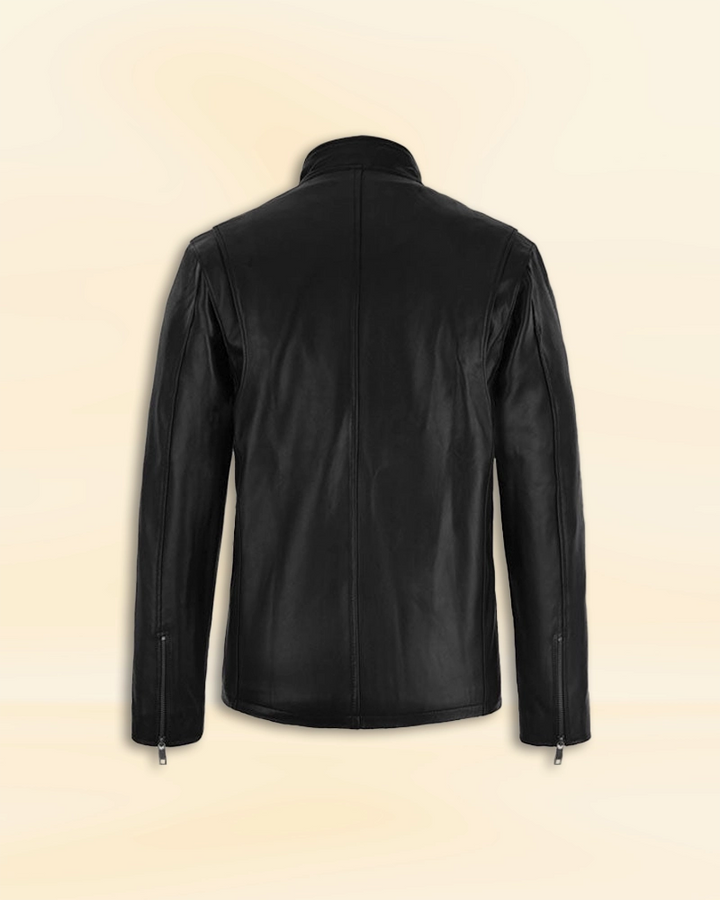 Black Style Leather Jacket Worn by Henry Cavill - Embrace a sleek and fashionable look with this black leather jacket, as seen on the charismatic Henry Cavill. in American style