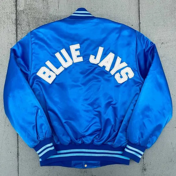 1980’s Toronto Blue Jays Spellout Bomber Jacket in American Style