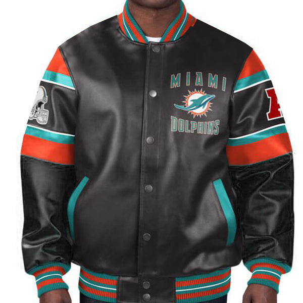 NFL Miami Dolphins Multicolor Leather Jacket by TP