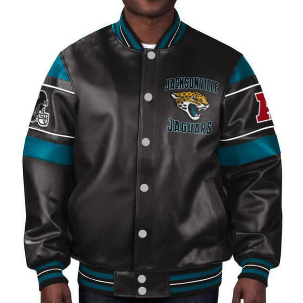 NFL Black Jacksonville Jaguars Leather Jacket by TP