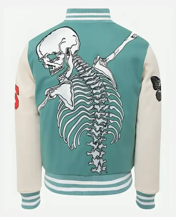 Men's Rod Skull Mint Varsity Jacket