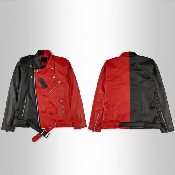 Buy Two Tones Black and Red Custom Leather Jacket Street Art