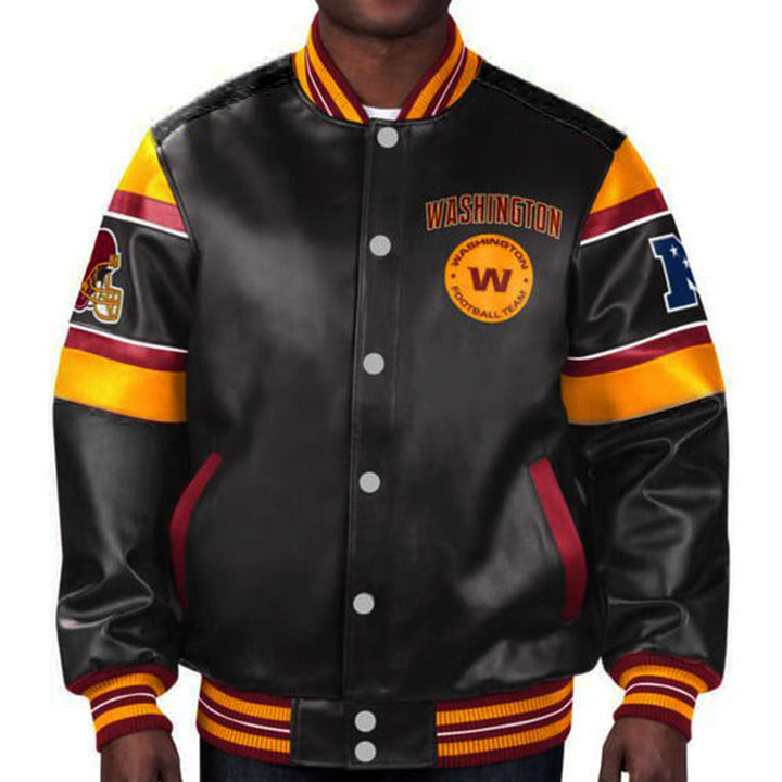 Premium leather Washington Football Team fan jacket in France style