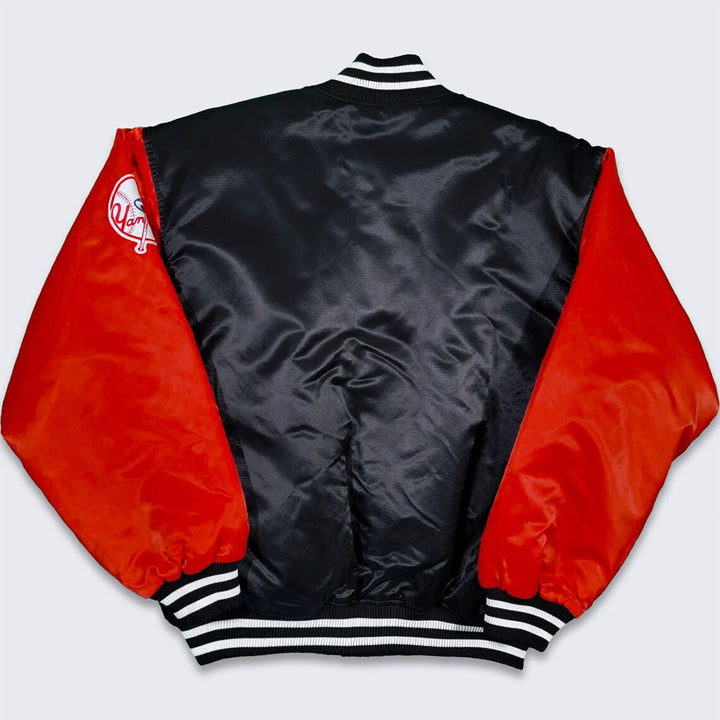 Back View 90’s NY Yankees Black and Red Satin Jacket