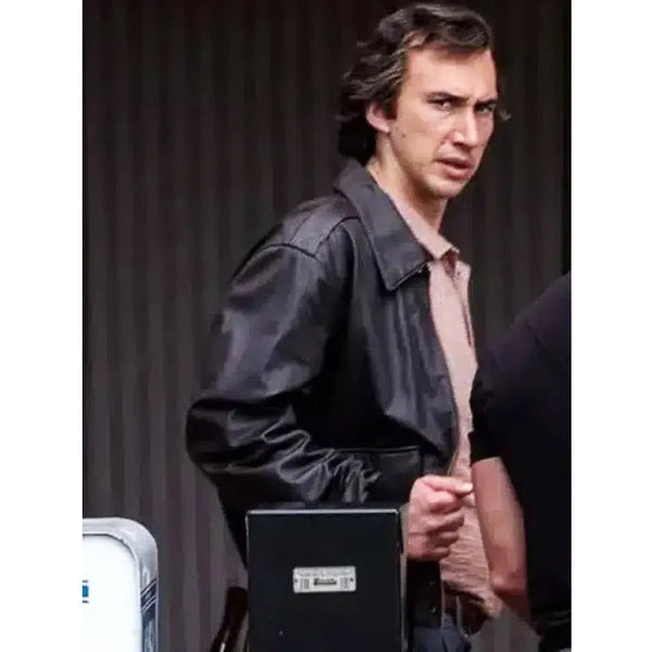 Buy Adam Driver White Noise Black Leather Jacket