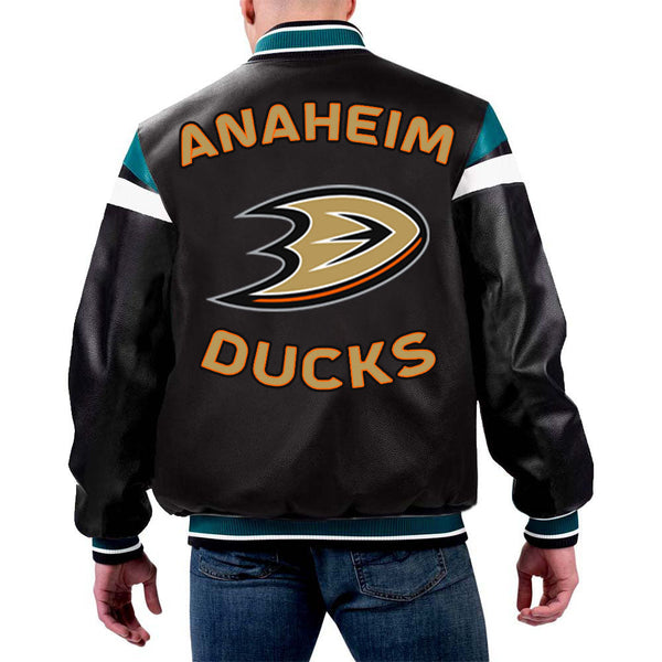 NHL Jacket in Black Leather Featuring Anaheim Ducks by The Pricy in USA