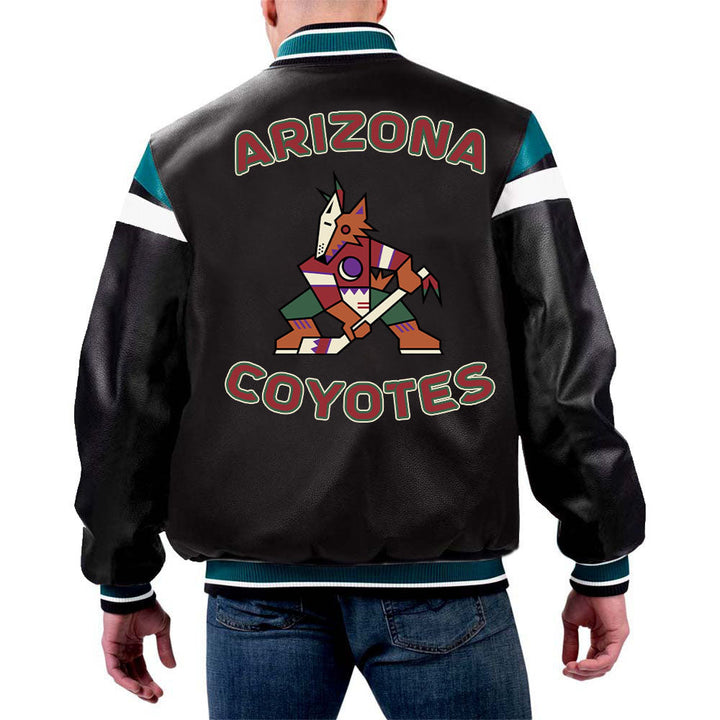 NHL Jacket in Leather - Arizona Coyotes in Black by The Pricy in USA