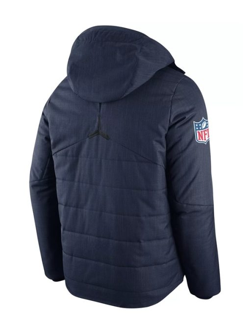 Navy blue jacket with NFL logo on a white background