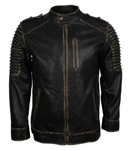 Men's Black Hooded Killing Joke Scarecrow Genuine Leather Jacket
