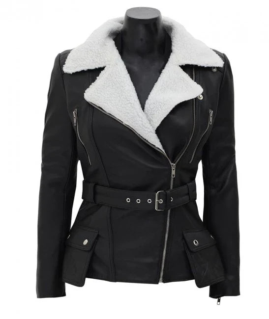 Verona black faux fur leather jacket in USA