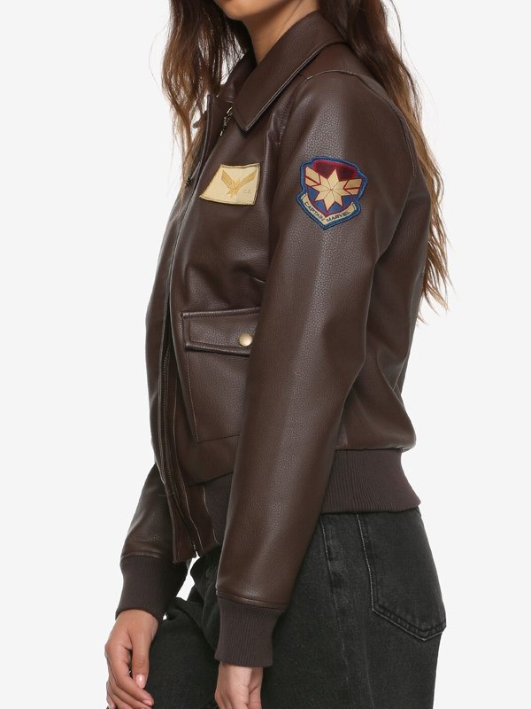 Brie Larson in the classic Captain Marvel Flight Bomber in United state market