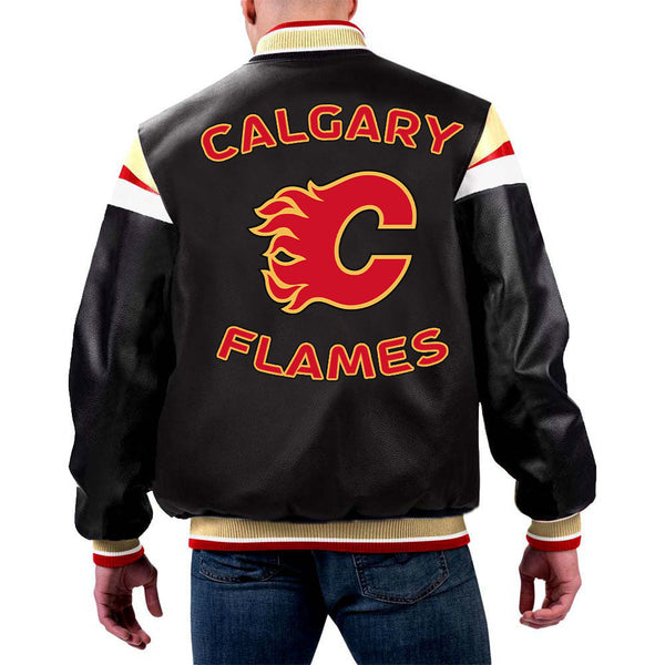 NHL Calgary Flames Leather Jacket by The Pricy in USA