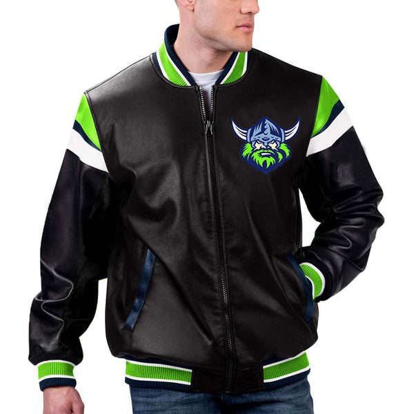 The Pricy NRL Canberra Leather Jacket in France style