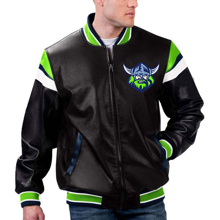 The Pricy NRL Canberra Leather Jacket in France style