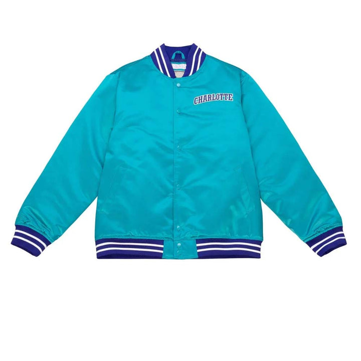 Stylish Charlotte Hornets Mitchell & Ness satin jacket for basketball fans in American Style