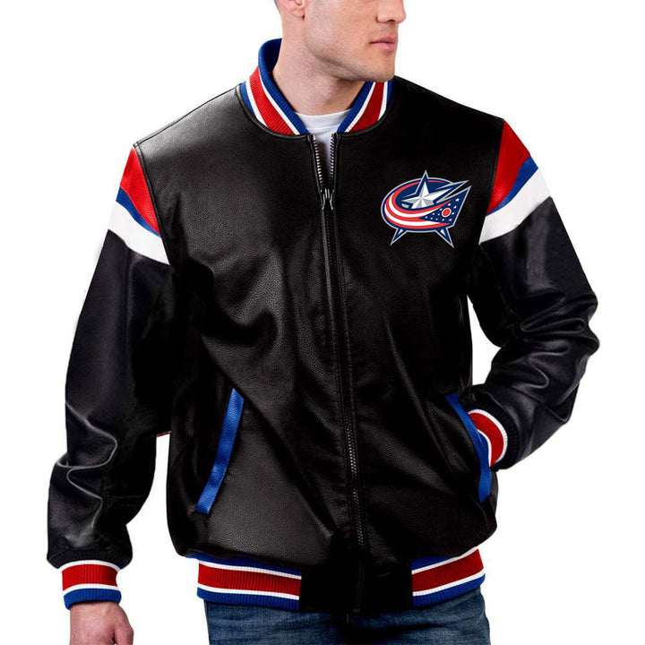 The Pricy NHL Columbus Blue Jackets Leather Jacket in France style