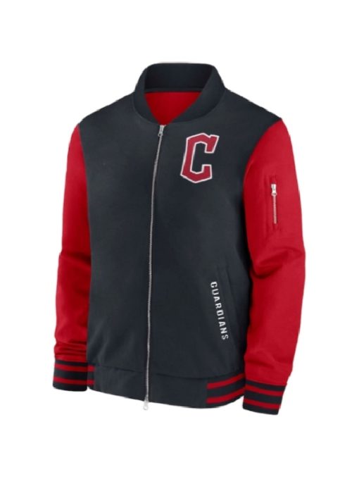 Black and red jacket with a letter 'C' on a white background
