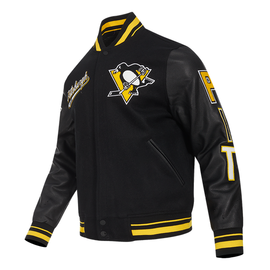 Stylish NHL Pittsburgh Penguins Men's Rib Wool Varsity Jacket in USA