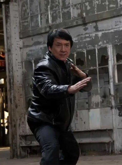 Men's black leather jacket worn by Jackie Chan in The Spy Next Door in USA