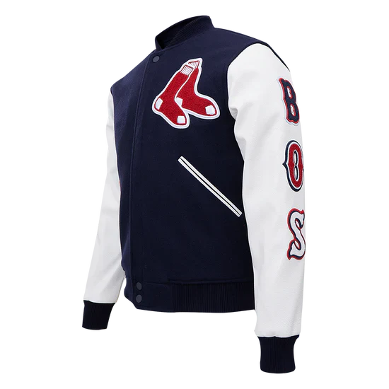 Boston men’s varsity jacket, classic wool design in USA