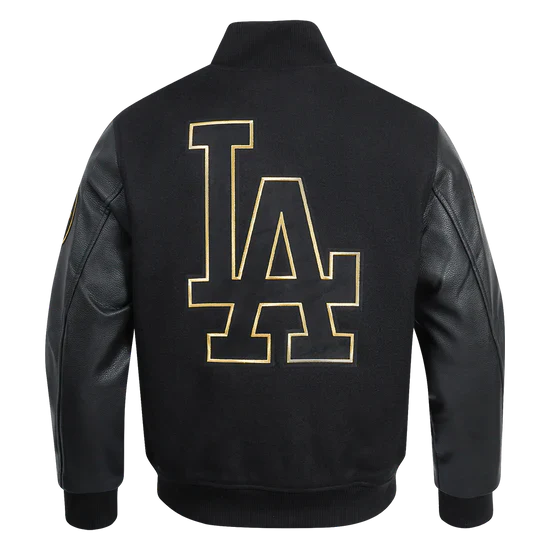 MLB Los Angeles Dodgers black and gold men’s wool varsity jacket in USA