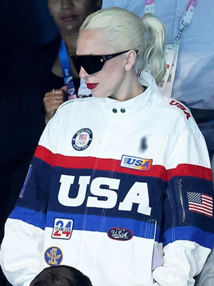 Stylish Lady Gaga Olympics 2024 Leather Jacket
