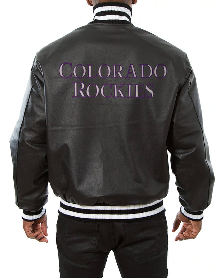 Colorado Rockies MLB black leather jacket in USA