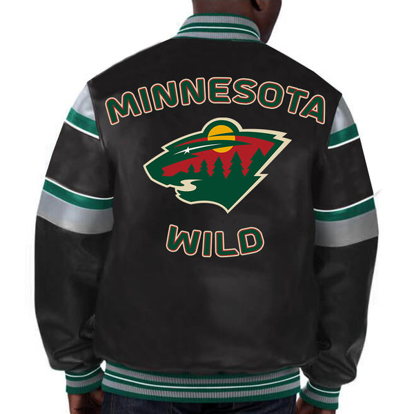 NHL Minnesota wild leather jacket For Men and Women