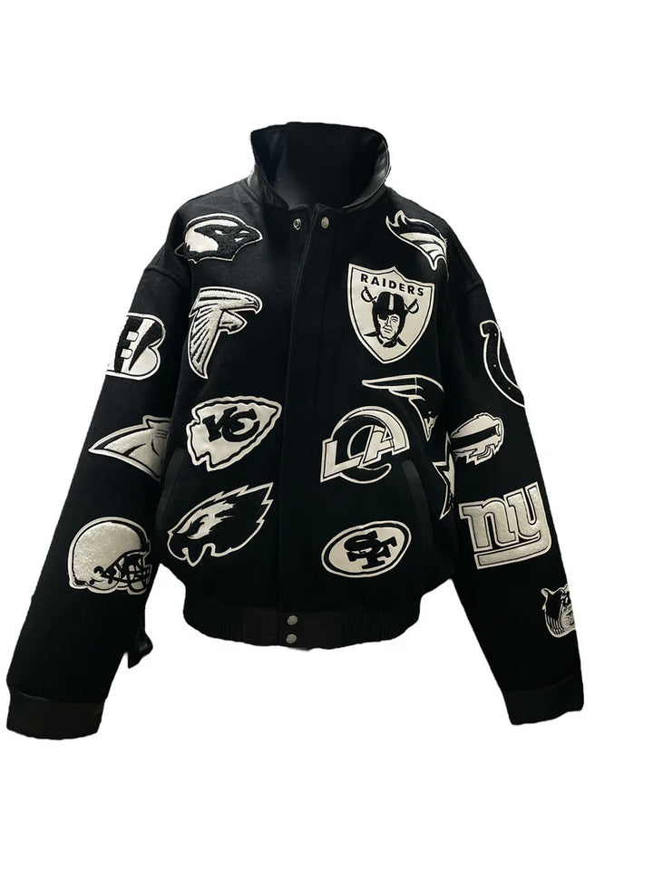 Stylish black and white NFL college jacket in France style