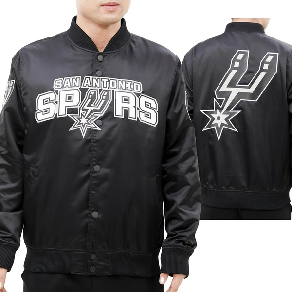 NBA San Antonio Spurs big logo men's satin jacket with team branding in USA