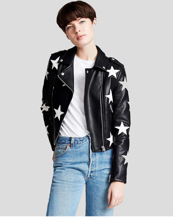 Unisex Multi Stars Leather Jacket
