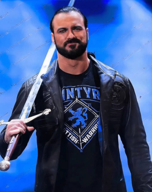 Authentic Drew McIntyre Black Leather Jacket in USA