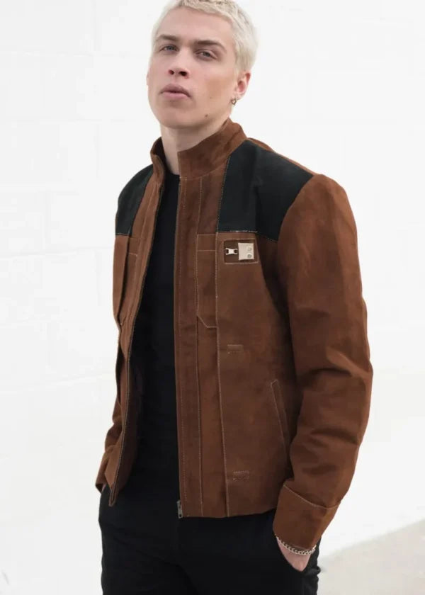 Men's brown leather jacket worn by Han Solo in Solo movie in USA