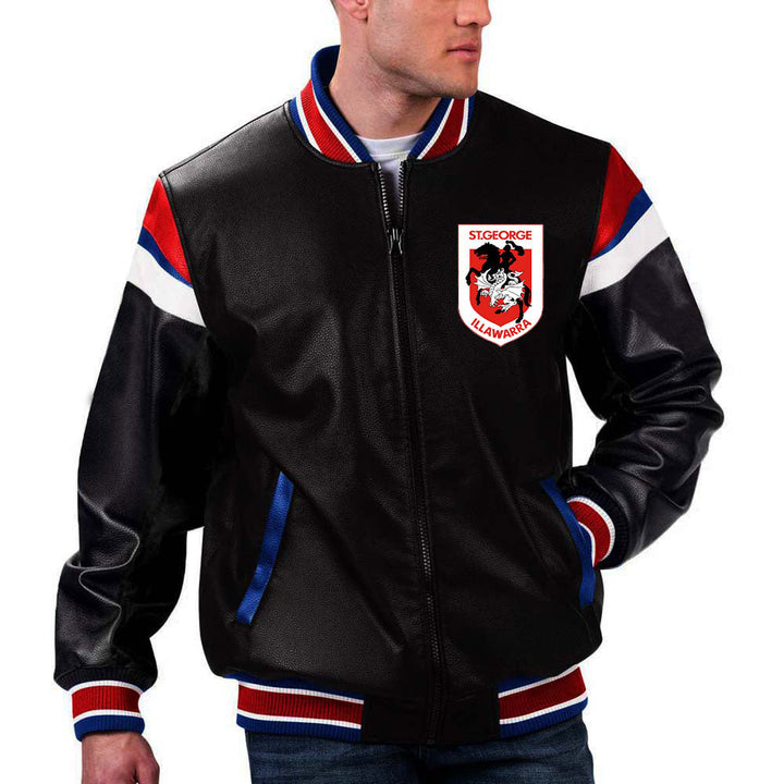 The Pricy NRL St. George Illawarra Leather Jacket in American style