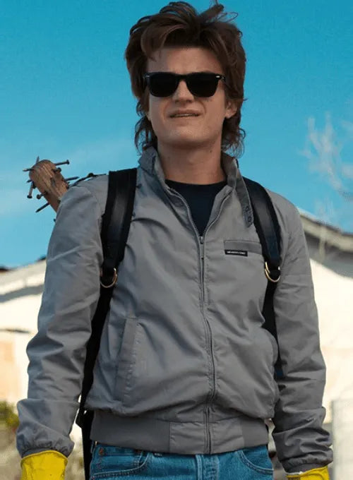 Steve Harrington grey bomber jacket from Stranger Things in USA