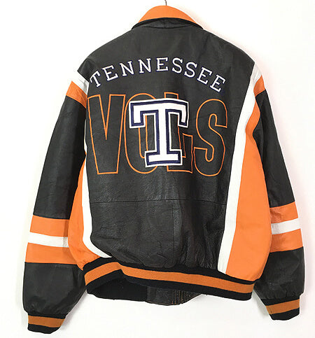 Tennessee Volunteers college football leather jacket, showcasing iconic team colors and premium USA craftsmanship