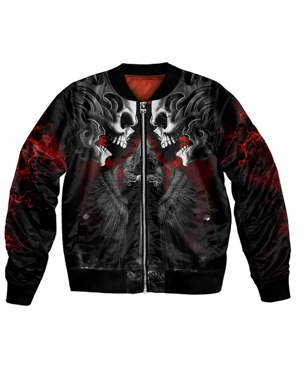 Shop Unisex Black Skull Bomber Jacket