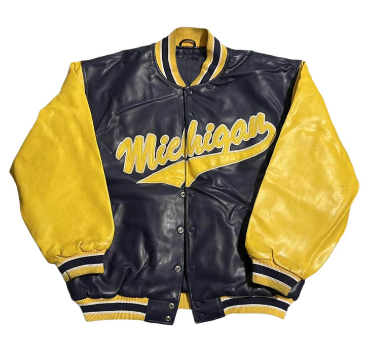 Michigan Wolverines Leather Bomber Jacket
