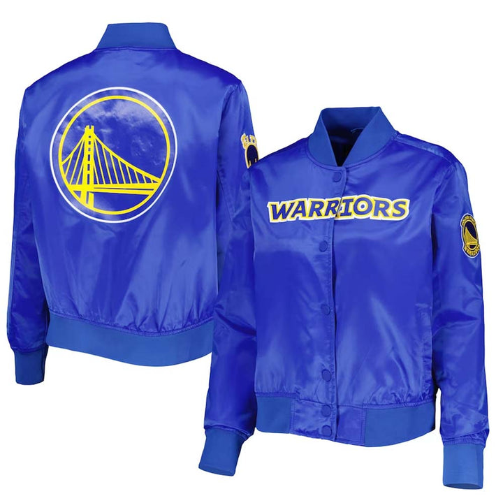 NBA Women's Golden State Warriors Royal Satin Full-Snap Jacket in USA