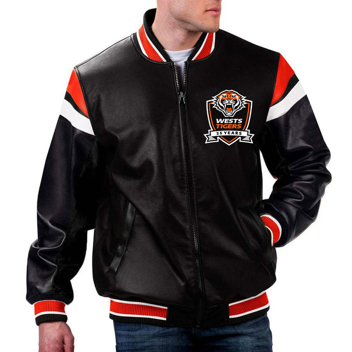 Men's and Women's NRL Wests Tigers Leather Jacket in France style\